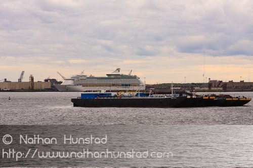 A cruise ship as seen from the Staten Island Ferry